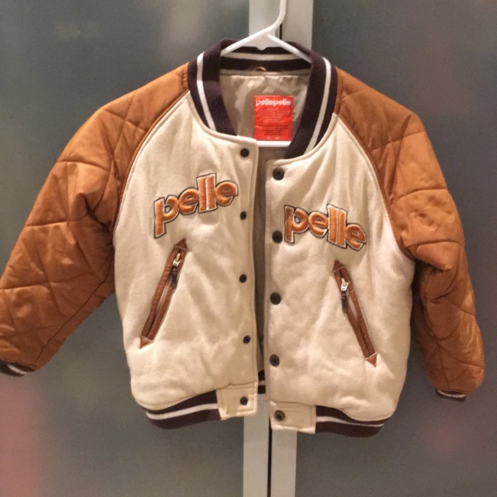 Kids “varsity style” jacket featuring Pelle